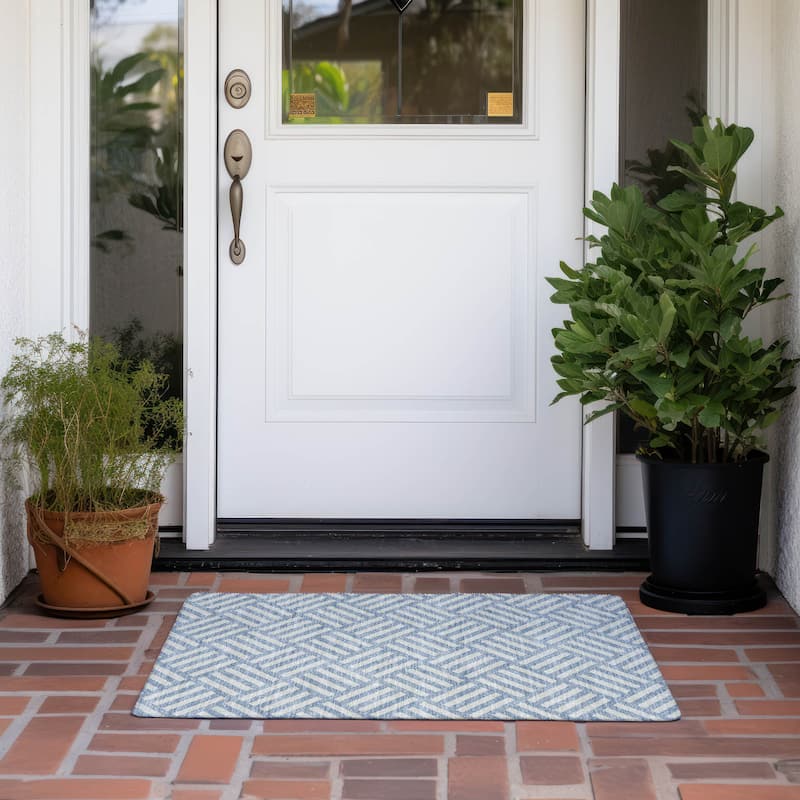 Machine Washable Indoor/ Outdoor Chantille Geo Contemporary Rug