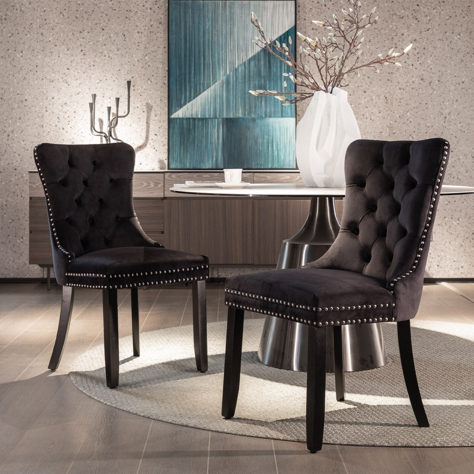 Velvet dining chairs best sale with wooden legs