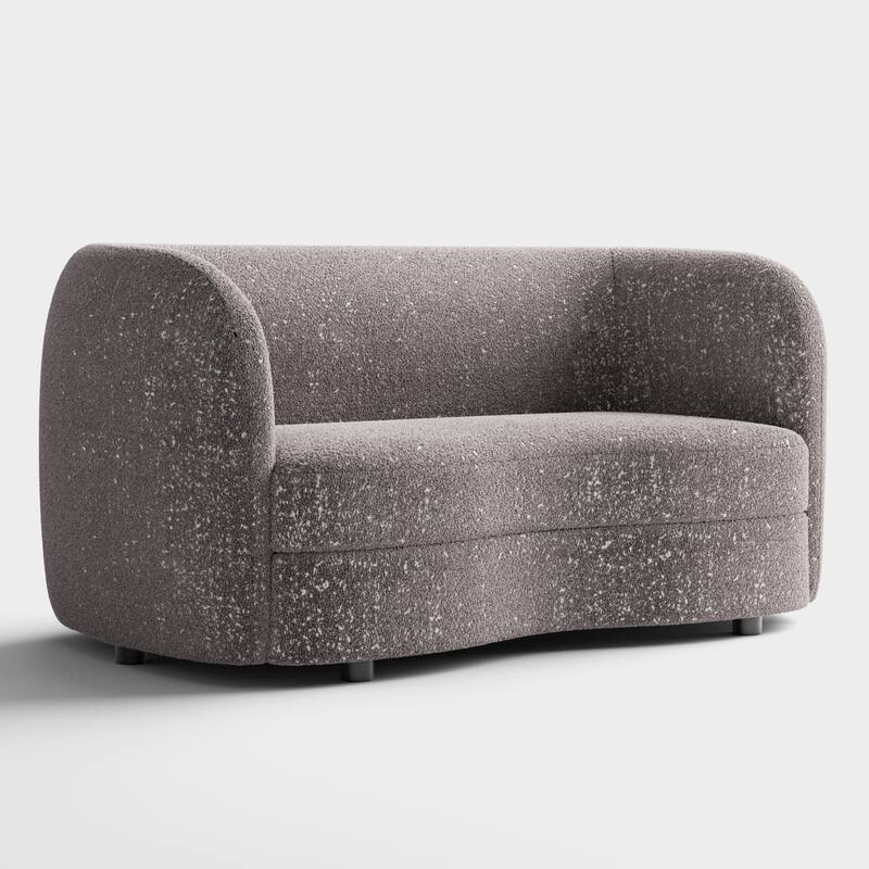 Furniture of America Ophelia Modern Curved Arms Boucle Sofa Set with Round Wooden Legs, 2-Piece or 3-Piece Options