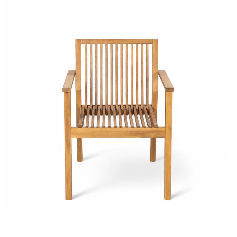 Roomfitters Patio Dining Chairs Set of 2, Acacia Wood Armchairs with Cushions, Outdoor Seating in Natural Finish