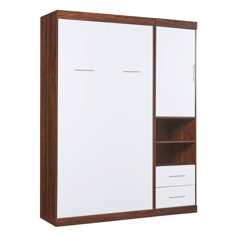 Compact Twin/Full Murphy Bed with Storage Cabinet, Ideal for Guest Rooms