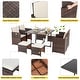 preview thumbnail 6 of 6, Futzca 9 Piece Small Patio Dining Set, Outdoor PE Wicker Furniture Set with Cushioned Wicker Chairs and Ottoman Sets (Beige)