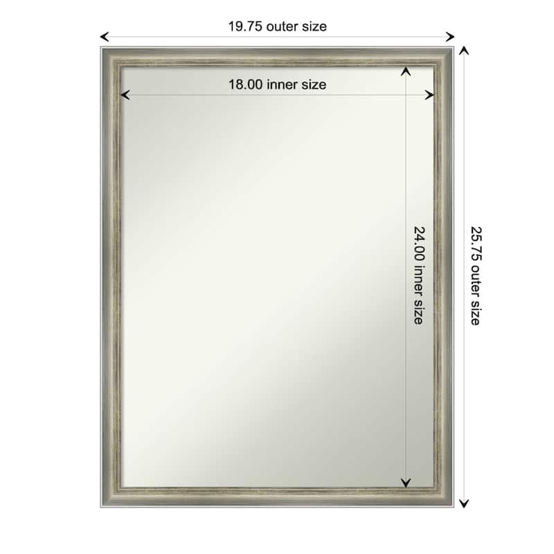 Salon Scoop Non-Beveled Wood Framed Wall Mirror - Salon Scoop Silver - Glass Size 18x24