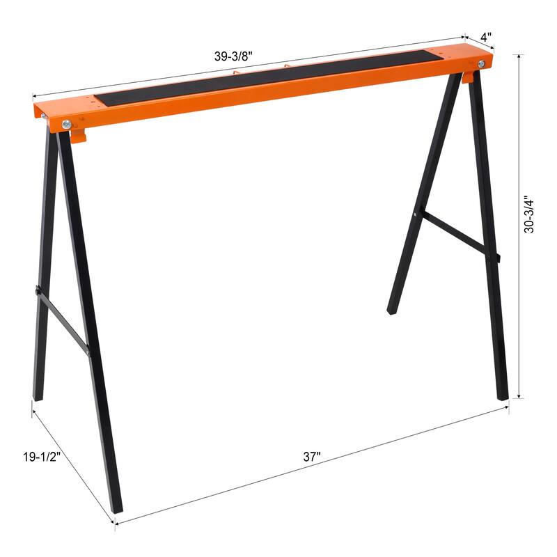 Saw Horses 2 Pack, Folding Portable Work Horse with Fast Open Legs, Convenient Handle, Heavy Duty Steel Sawhorse for Garage