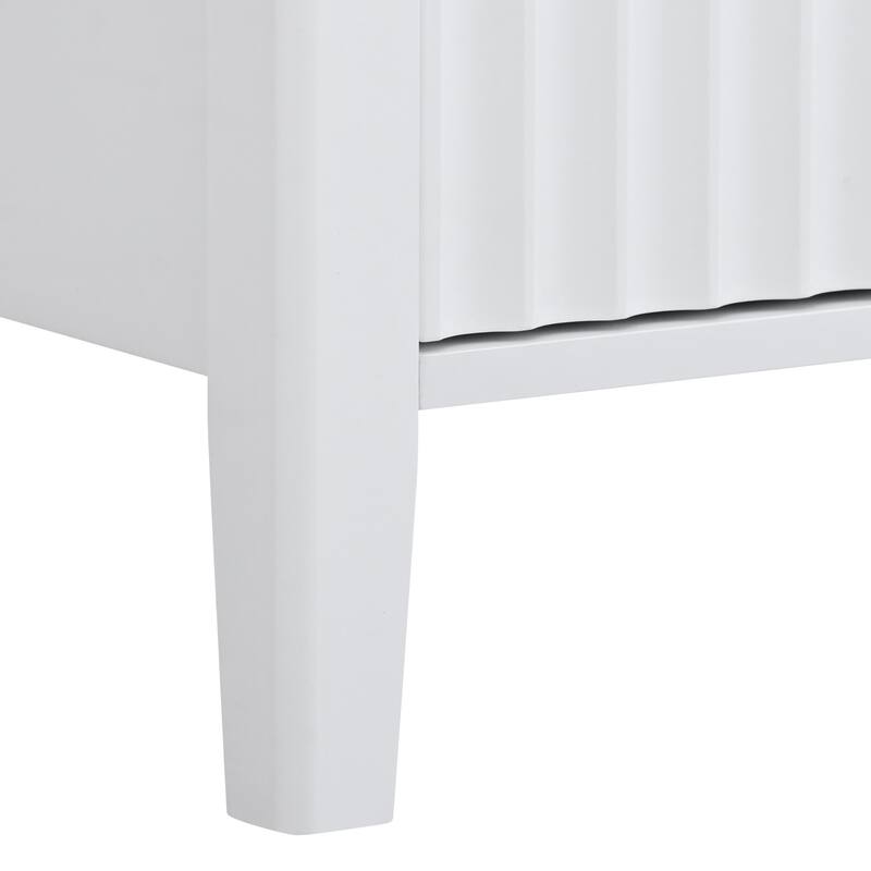 Modern 4-Door Storage Cabinet with Two Shelves and Metal Handles for Hallway, Entryway, Living Room