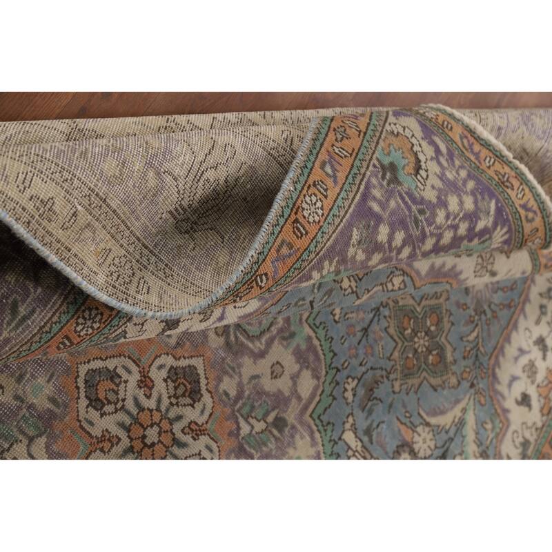 Blue Tabriz Persian Area Rug Hand-Knotted Bedroom Wool Carpet - 6'9"x 9'5"