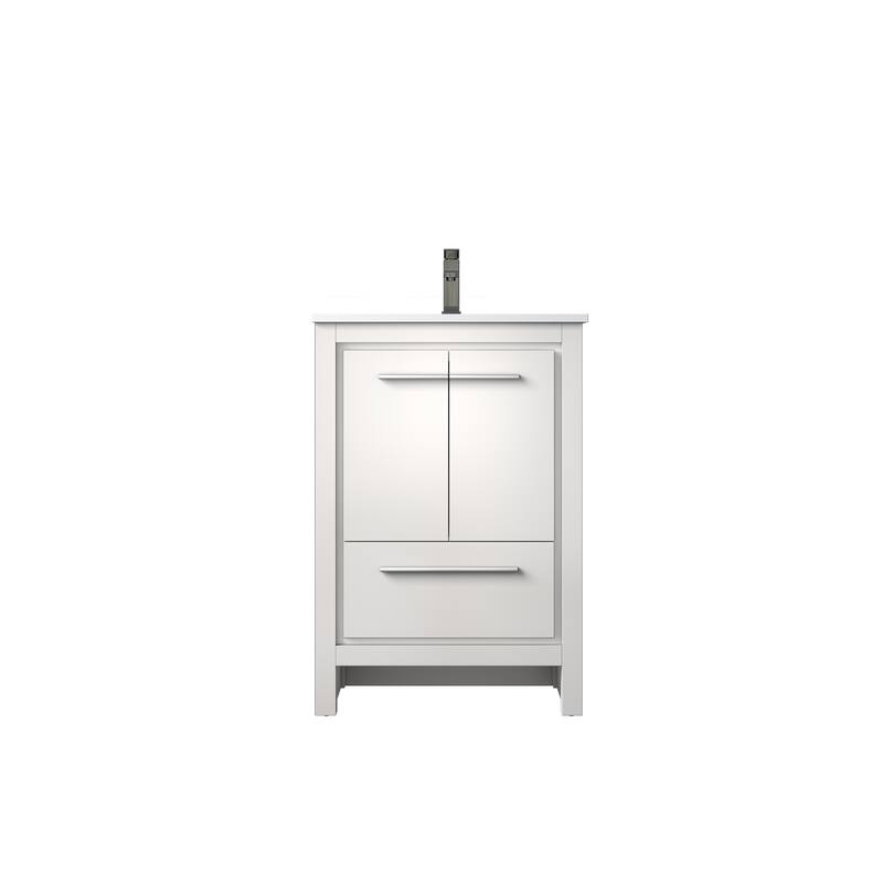 Lafarre Bath Vanity Cultured Marble Top, Sink and Rose Gold Faucet