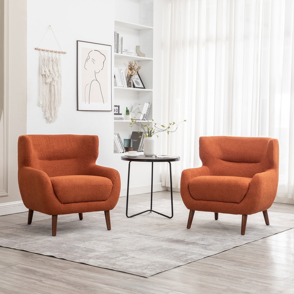 XINMICS Tufted Accent Chair, Wingback Upholstered Armchair for Living Room, Bedroom, Set of 2