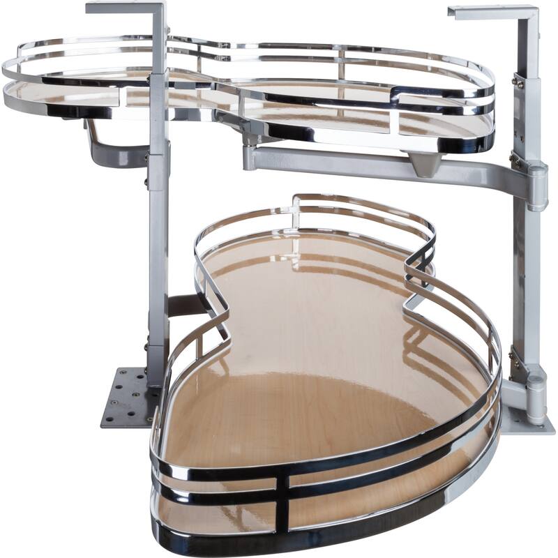 Hardware Resources Pull Out 2 Tier Blind Corner Kitchen Cabinet - Maple / Polished Chrome