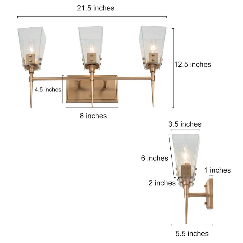 Mirha Mid-Century Modern Industrial Dimmable Glass Wall Sconce Bathroom Vanity Lights Foyer Powder room Hallway