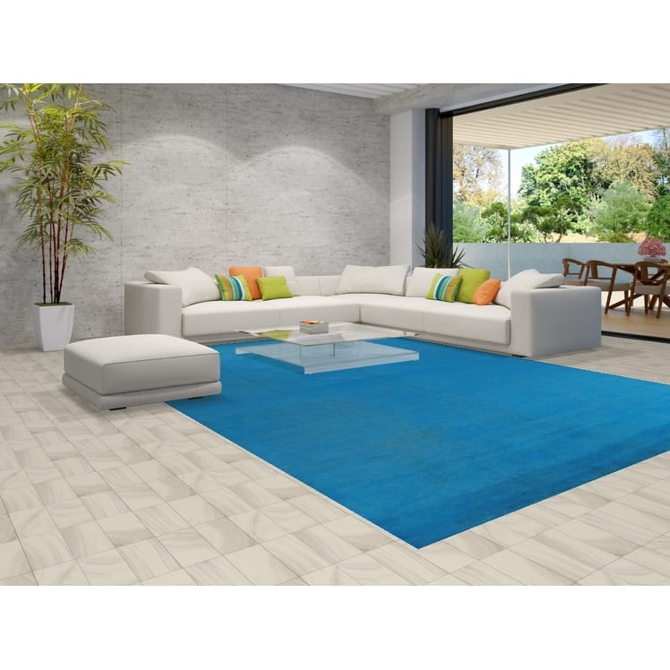 Hand Knotted Oriental 100% Wool Carpet Modern Solid Navy Blue & Blues Gabbeh Area Rug - 13' 9'' X 10' 1''