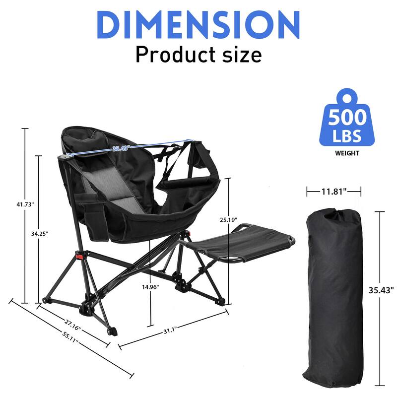 Hammock Camping Chair with Footrest, Outside Foldable Portable Rocking Chairs