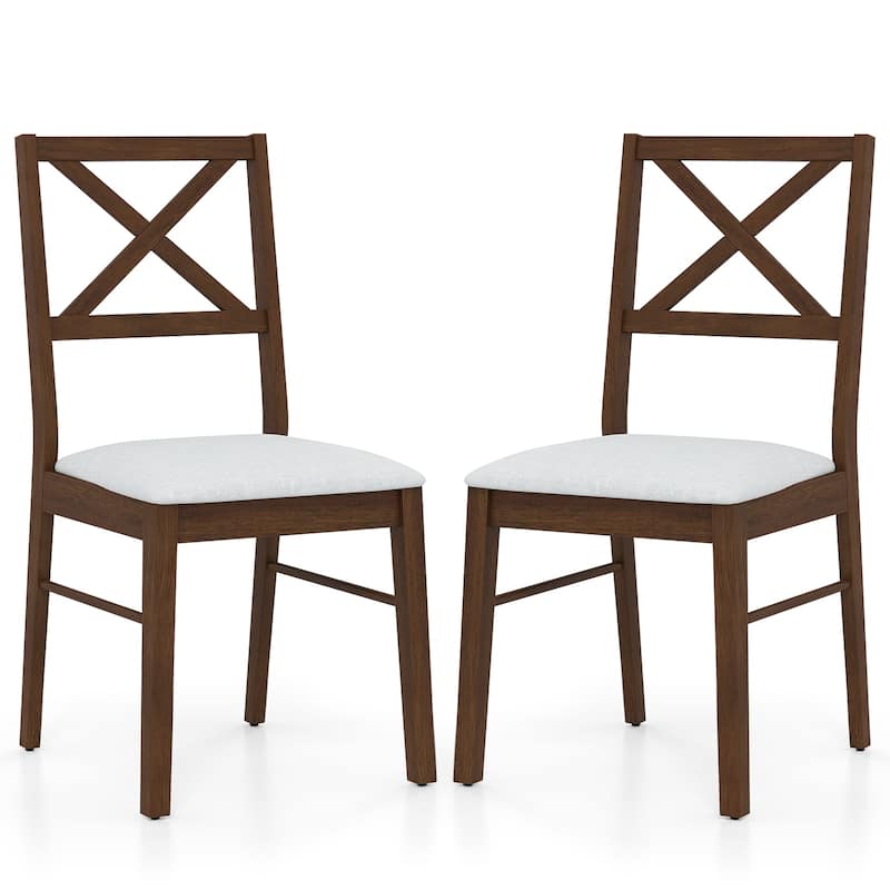 Gymax Dining Chairs Set of 2 Upholstered Kitchen Side Chairs w/ Rubber - Brown