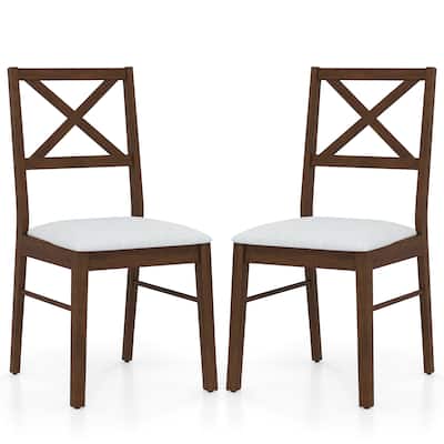 Gymax Dining Chairs Set of 2 Upholstered Kitchen Side Chairs w/ Rubber