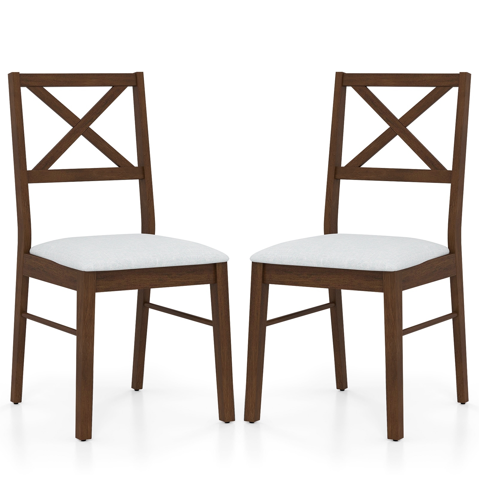 Gymax Dining Chairs Set of 2 Upholstered Kitchen Side Chairs w/ Rubber