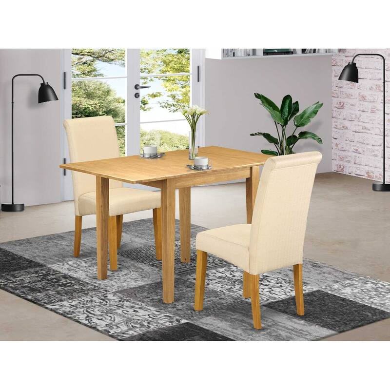 HomeStock 3-Piece Natural Brown Oak Finish Solid Wood Top Dining Table Set