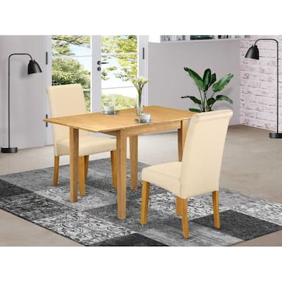 HomeStock 3-Piece Natural Brown Oak Finish Solid Wood Top Dining Table Set