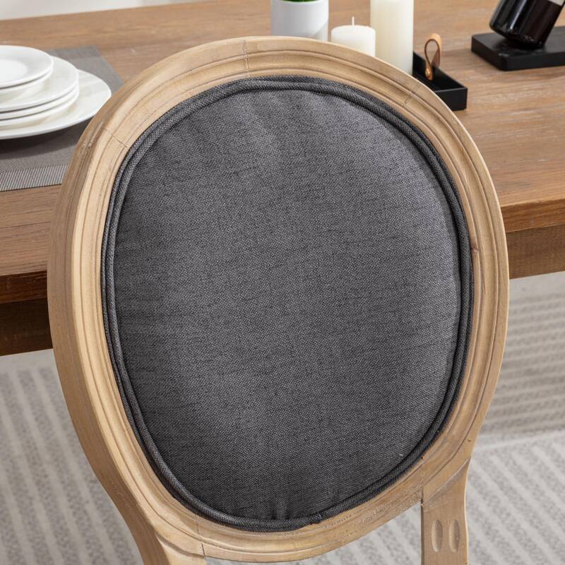 Dark Gray French Dining Chair Fabric Dining Table Chair Set of 2