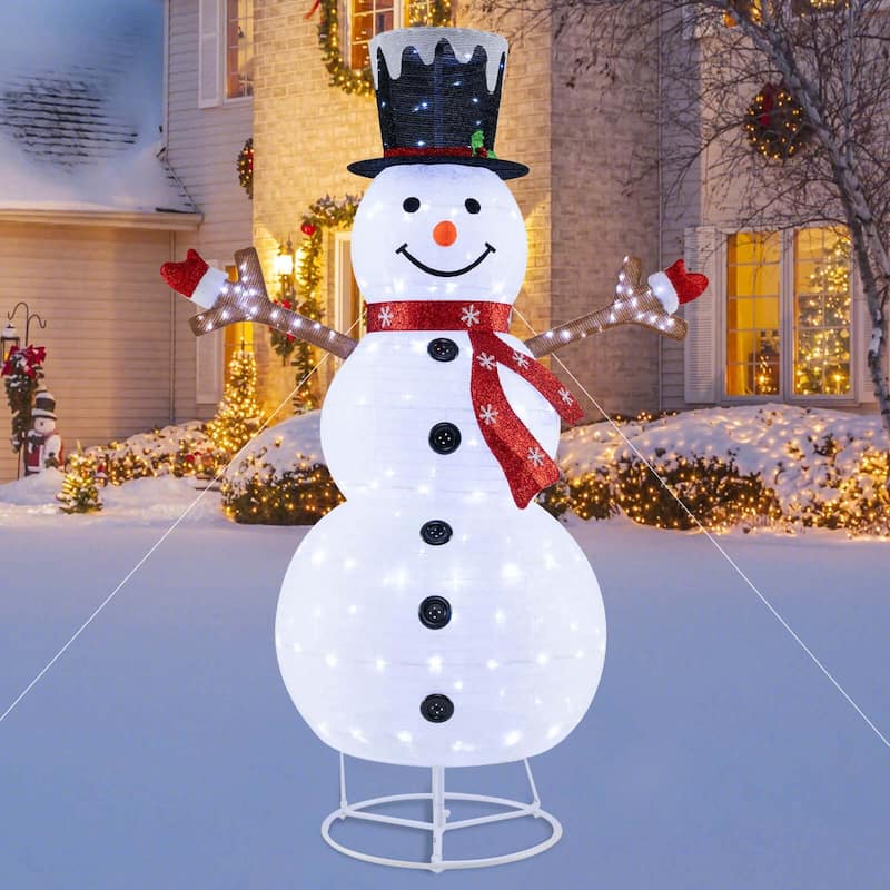 Costway 6ft Lighted Pop-Up Christmas Snowman with Hat and Scarf 180 - as pic shows - See Details