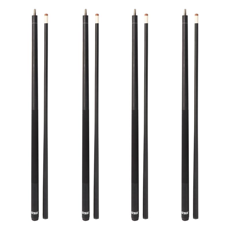 GSE™ Set of 4 Matte Fiberglass Graphite Composite Billiard Pool Cue Sticks. 58" 2-Piece Pool Cue Set for House or Commercial Use - Black