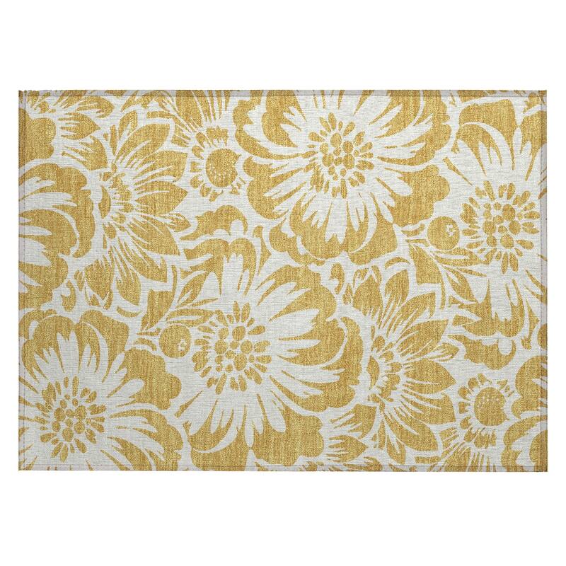 Allune Lush Floral Weather Resistant Blended Style Outdoor Rug