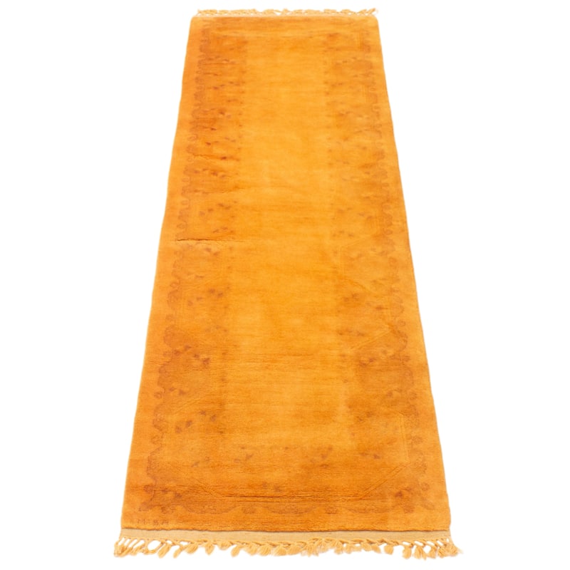 ECARPETGALLERY Hand-knotted Color Transition Gold Wool Rug - 2'10 x 10'4