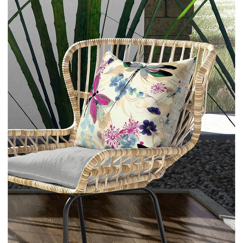 Wings in Motion Indoor/Outdoor Reversible Throw Pillow Pink and Blue