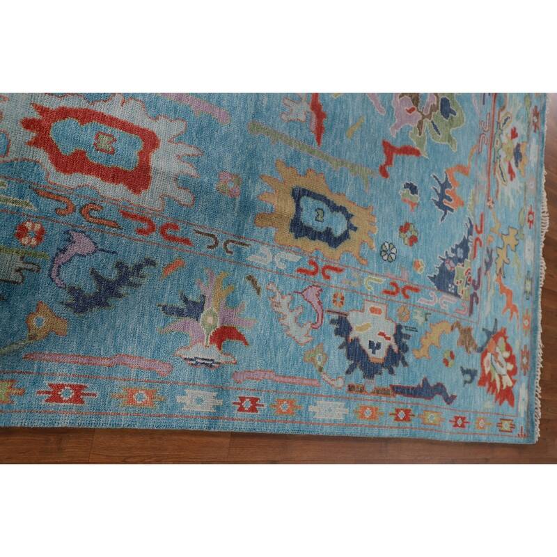 Blue Oushak Area Rug Handmade Wool Carpet - 8'0" x 10'1"