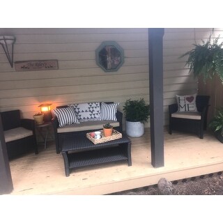 Santa Lucia Outdoor 4-piece Brown Wicker Conversation Set with Cushions by Christopher Knight Home