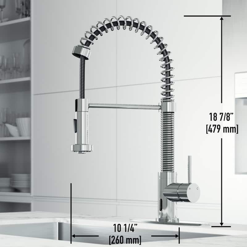 VIGO Edison 19" H Single Handle Pull-Down Sprayer Kitchen Faucet Set with Touchless Sensor