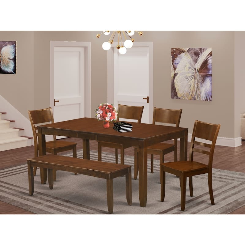Island Oasis Dining Set - Table & Bench with 4 Chairs - 54"/66" Extendable Table