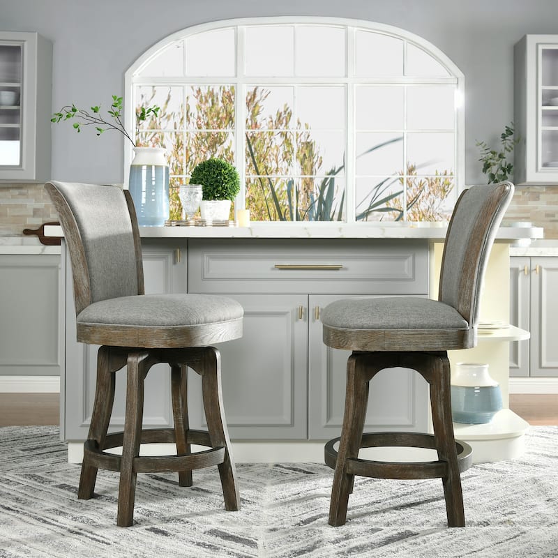 Henry 27" Swivel Upholstered Counter Height Bar Stool