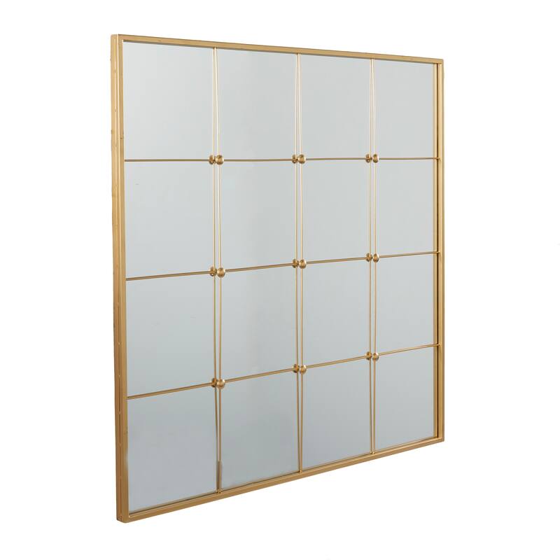 CosmoLiving by Cosmopolitan Gold Metal Window Pane Inspired Room Wall Mirror