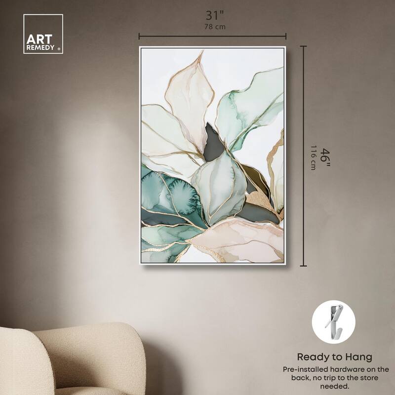 Pastel Leaves with Gold III Canvas by Art Remedy
