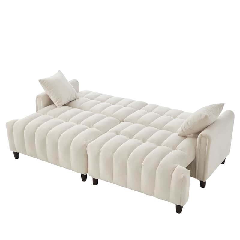 Futon Loveseat Couch Convertible into Sleeper Sofa Bed with Hidden Storage and Adjustable Backrest, Modern Loveseat Sleeper