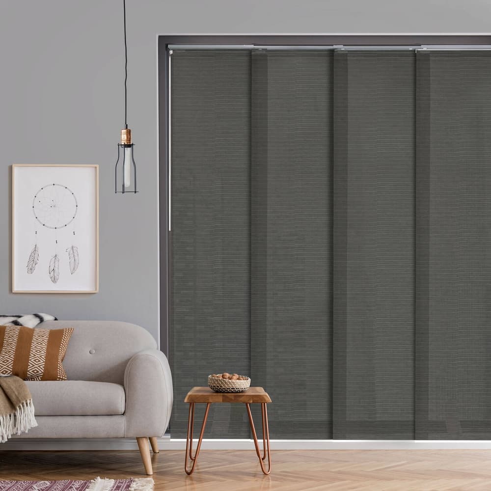 GoDear Design Natural Woven Adjustable Sliding Panel Track Blinds, Vertical Blinds, Timeless Series, 45.8"- 86" W x 96" L