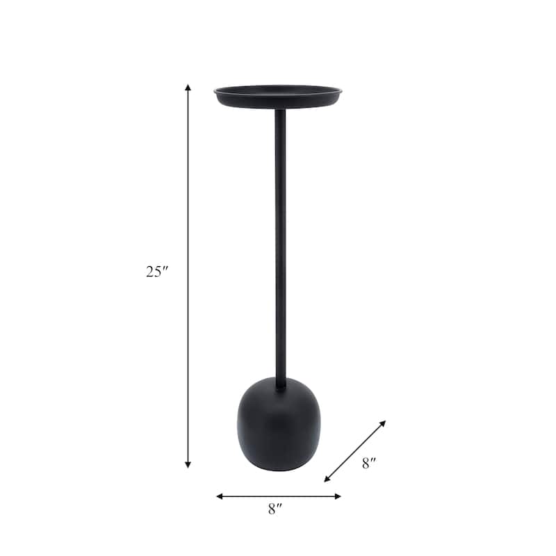Metal 25"H Drink Table in Black Finish with Round Top Design for Stylish and Functional Living Space Ambiance and