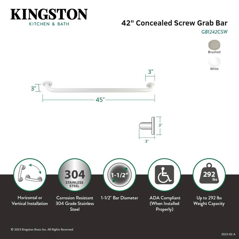 Kingston Brass Made To Match 42-Inch Stainless Steel Grab Bar