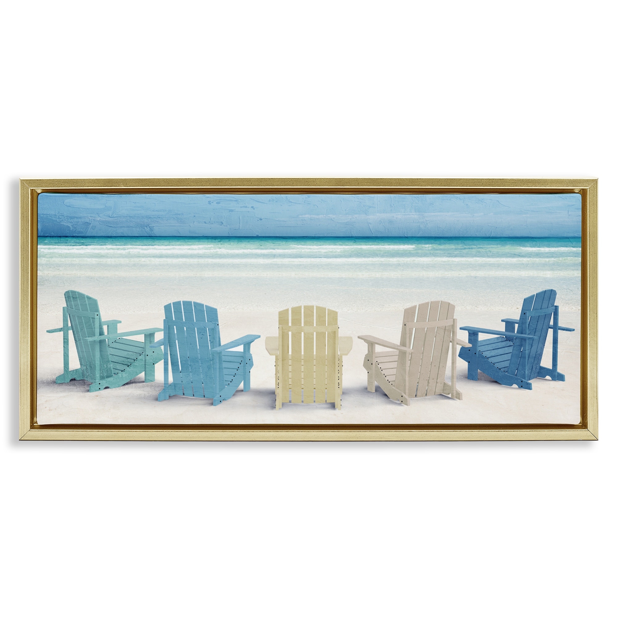 Stupell Sea View Beach Chairs Framed Floater Canvas Wall Art Design By Kim Allen