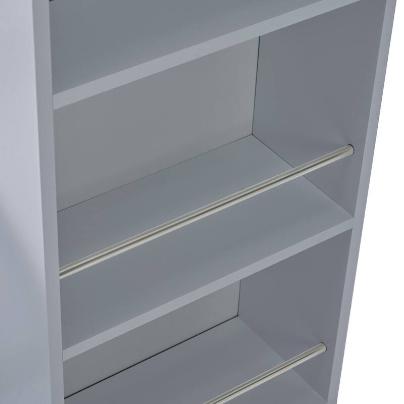 73.5'' Rubberwood Kitchen Island with LED Lights, Extended Table, Power Outlets and 2 Fluted Glass Doors