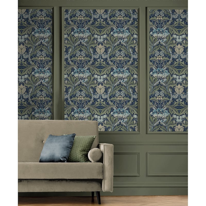 NextWall Acanthus Floral Peel and Stick Wallpaper