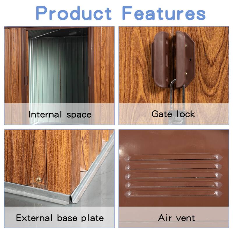 GDF Studio - Darlington Outdoor Metal Storage Shed with Window and Galvanized Steel Foundation