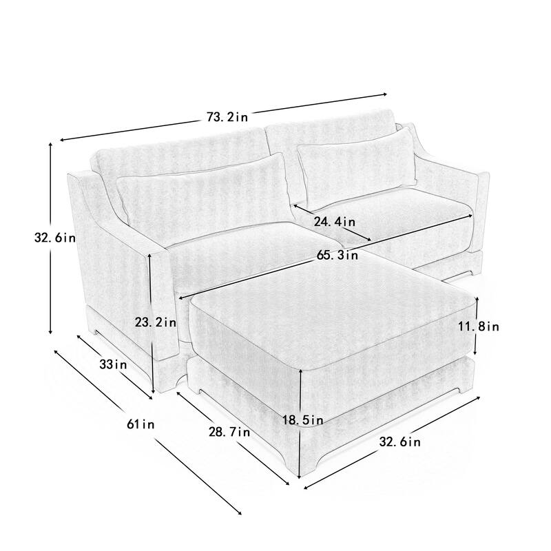 Modern Chenille Sectional Sofa with Lumbar Pillows for Living Rooms,Easy install