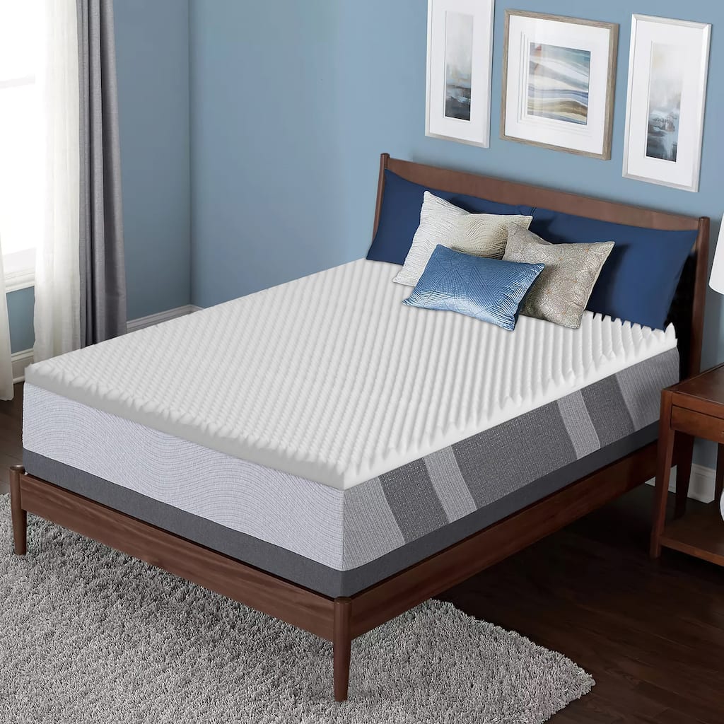 High Density Convoluted Egg Shell Breathable Foam Topper, Adds Comfort to Mattress