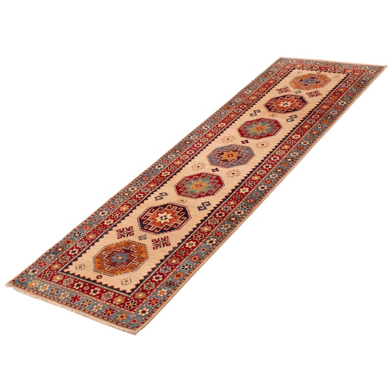 ECARPETGALLERY Hand-knotted Uzbek Ghazni Ivory Wool Rug - 2'9 x 9'6