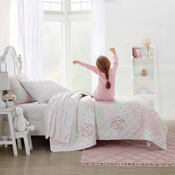 Laura Ashley Kids Ellyn Cozy Pink Quilt Set - On Sale - Bed