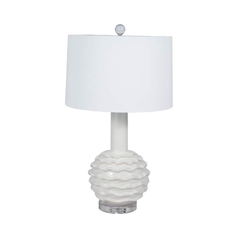 Sagebrook Home 27" White Ceramic Ruffles Table Lamp With Crystal Base - 15" x 16" x 27"