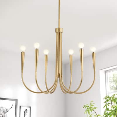 Starsky Mid-Century Farmhouse 6-Light Traditional Ceiling Light Modern Classic Candle-Style Chandelier