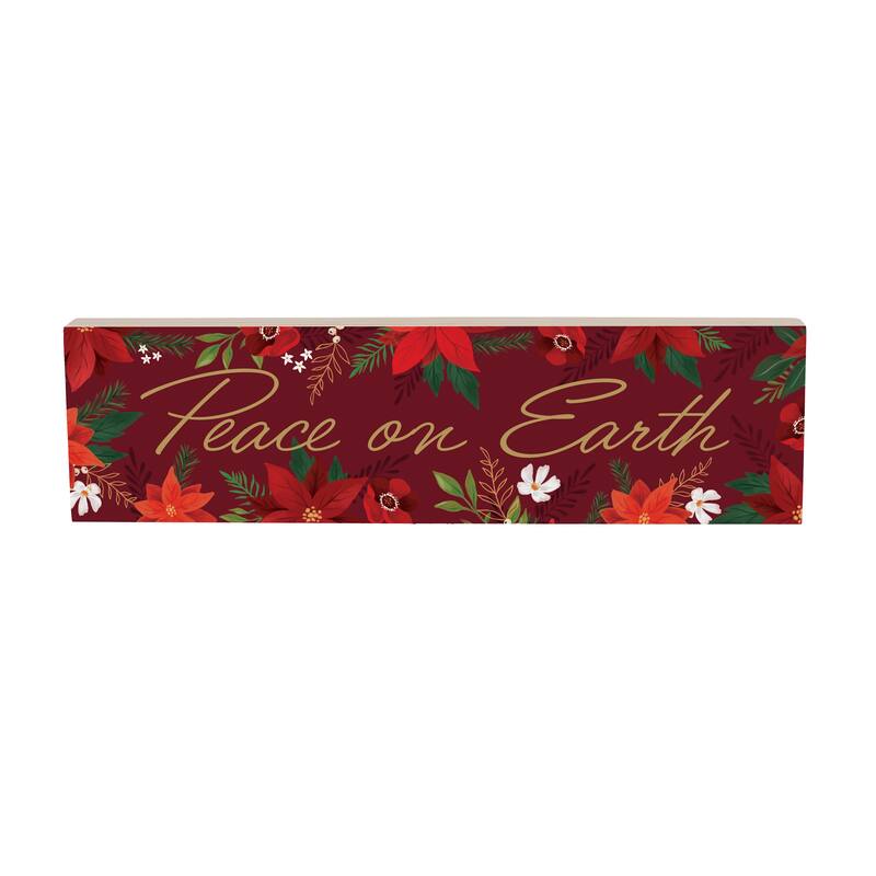 Holiday Mantel Sign - "Peace on Earth" - 18" x 5" - Multicolor
