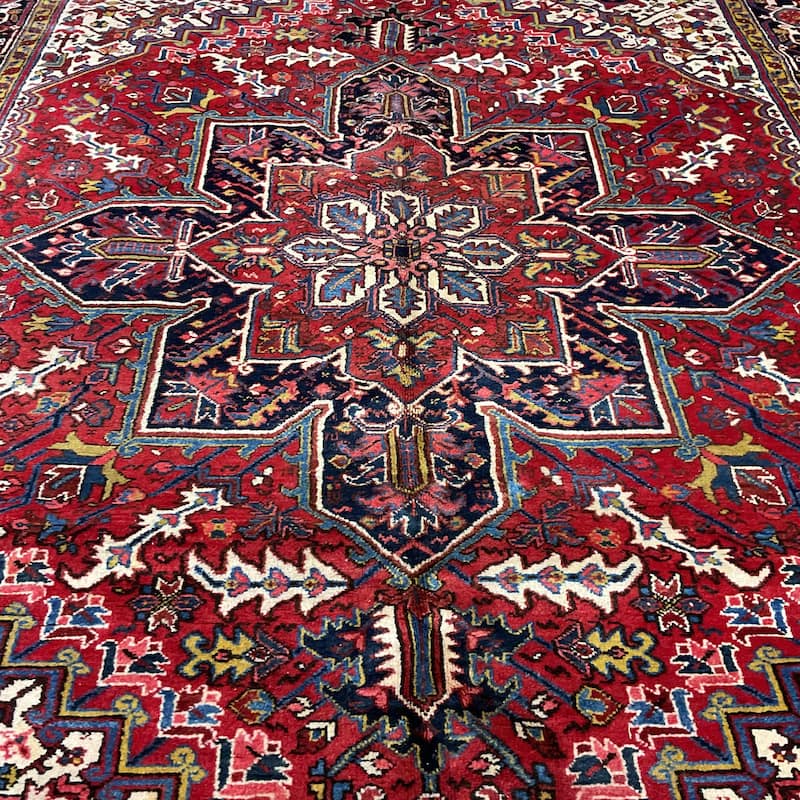 HERAT ORIENTAL Handmade 1960s Antique Heriz Wool Rug - 7'8" x 11'